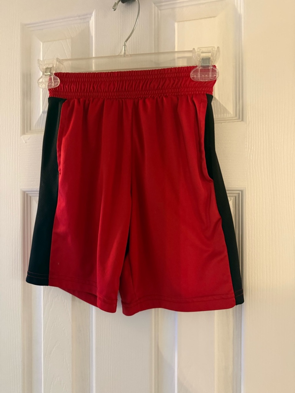Kids Athletic Red and Black Performance Shorts YM 8